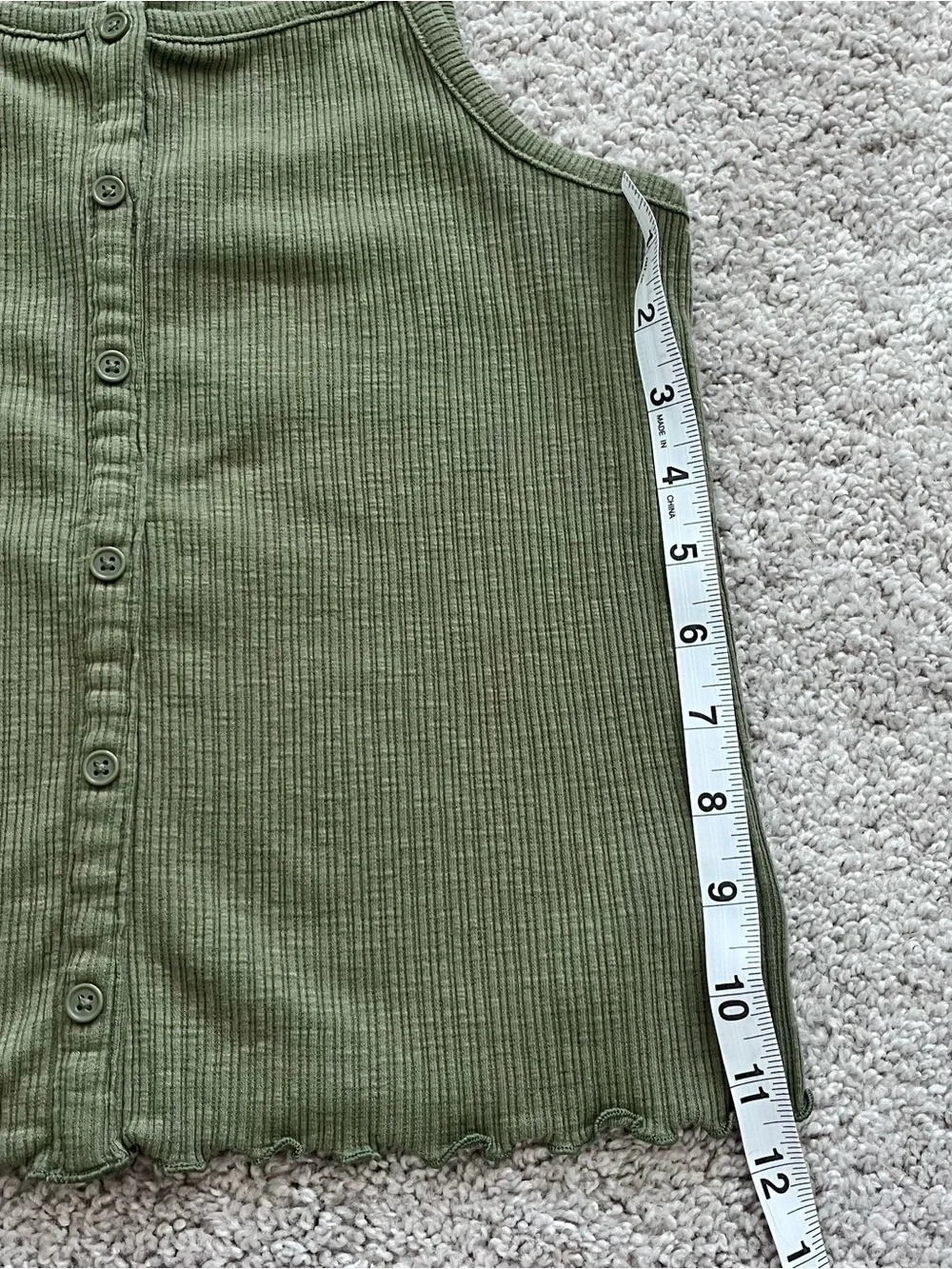 Old Navy Olive Green Ribbed Button-Front Tank Top